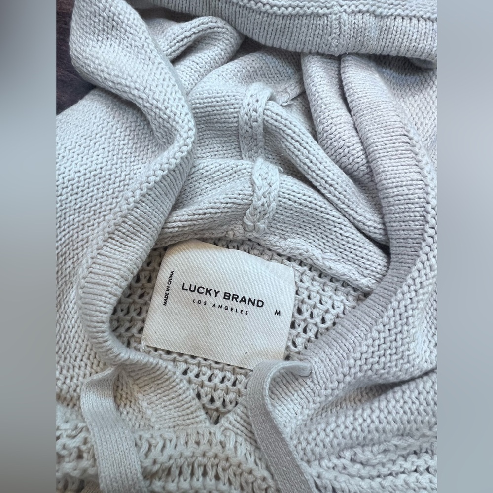 Lucky Brand Cream Hooded Knit Sweater NWT - Picture 3 of 8